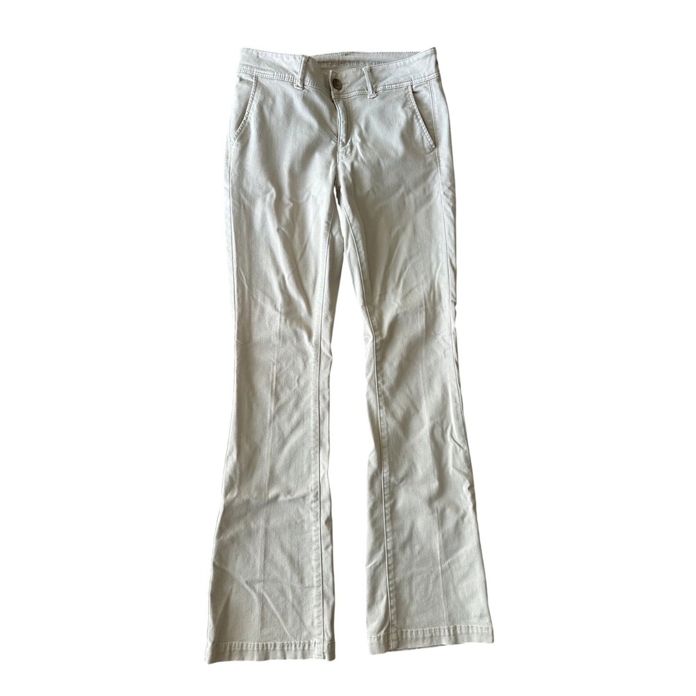 American Eagle Khaki Flare Pants Womens Super Stretch Chino‎ Trousers 30 Inseam